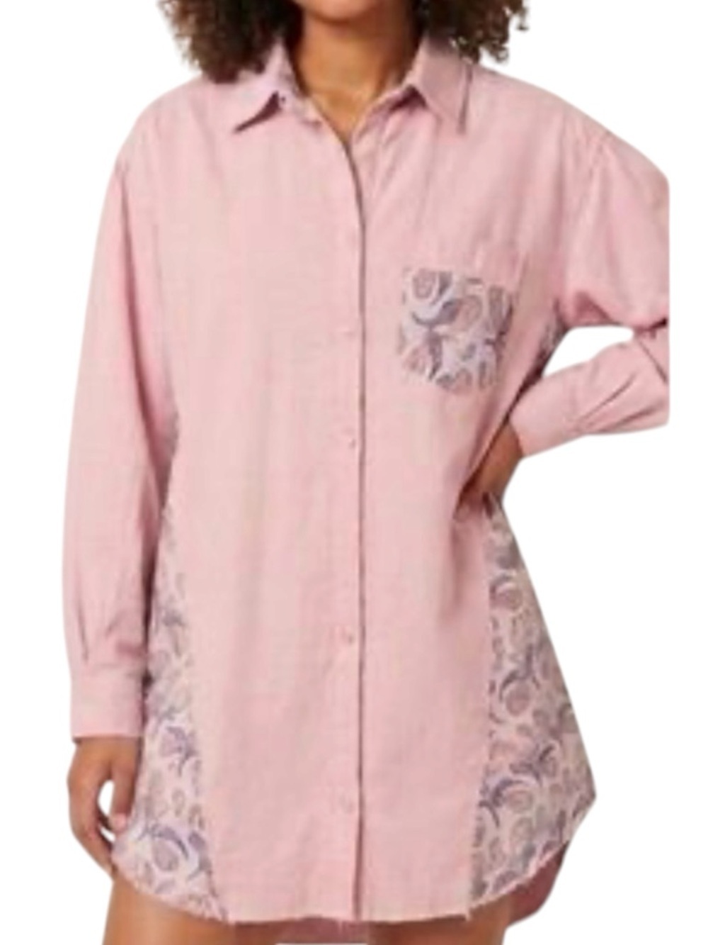 🦋BlueVelvet  Pink Women's Duster with Paisley Detail